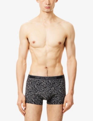 EMPORIO ARMANI: Branded Mid-Rise Pack Of Three Stretch-Cotton Trunks