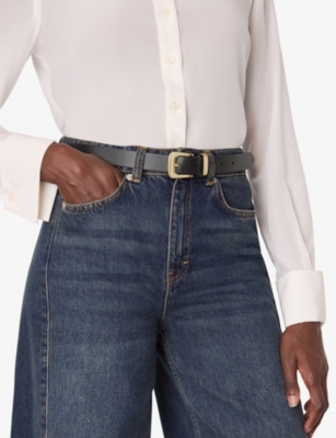 Whistles Womens Black Metal-keeper Leather Belt In Black