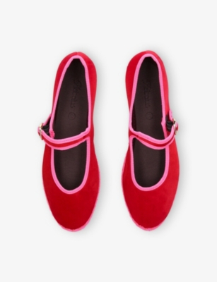 Flabelus Womens  Aurelie Velvet Mary-jane Shoes In Pink