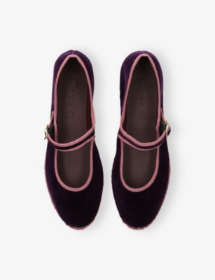 Flabelus Womens Purple Randle Velvet Ballet Flats Eur 39 / 6 Uk In Purple