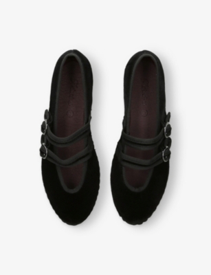 Flabelus Womens  Claire Velvet Mary-jane Flats In Multi