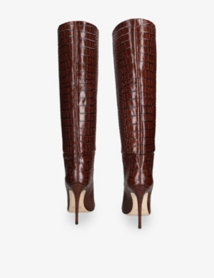 Paris Texas Womens Brown Croc-embossed 105 Leather High-leg Boots Eur 39.5 / 6.5 Uk In Brown