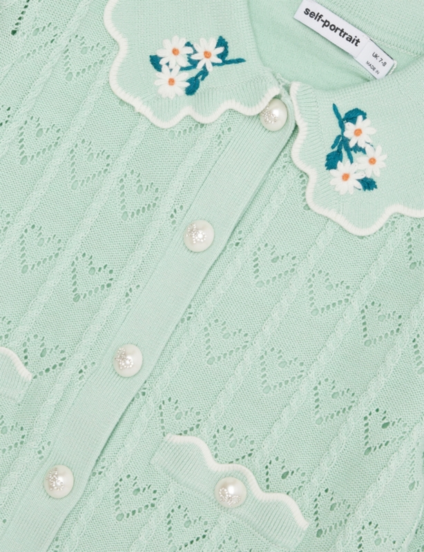 Heart Embroidered Knitted Cardigan 4-12 Years