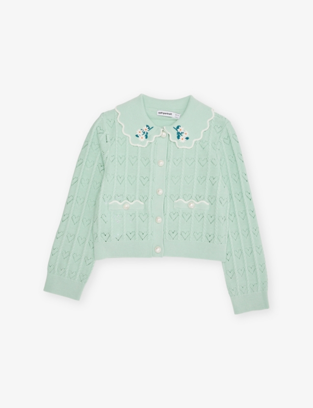 Heart Embroidered Knitted Cardigan 4-12 Years