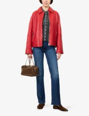 Mother Womens  The Kick It Straight-leg Stretch-denim Blend Jeans In Blue