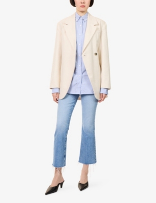 MOTHER: The Hustler Ankle Fray Flared Stretch-Denim Blend Jeans