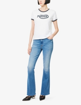 MOTHER: The Weekender Fray Flared Stretch-Denim Blend Jeans