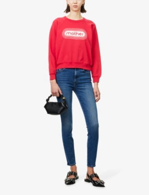 Mother The Concert Printed Cotton-jersey Sweatshirt In Red