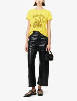 MOTHER: The Halfpipe Flood Faux-Leather Trousers