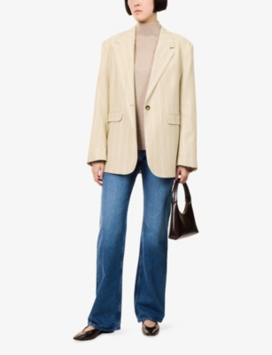 Mother Womens  The Mixer Heel Flared Denim-blend Jeans In Blue