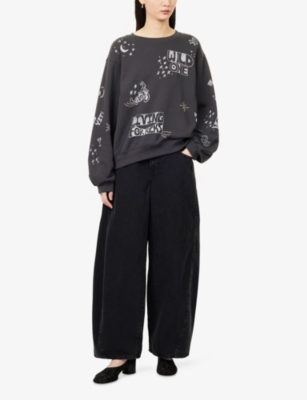 MOTHER: The Drop Square Inset Printed Cotton-Jersey Sweatshirt