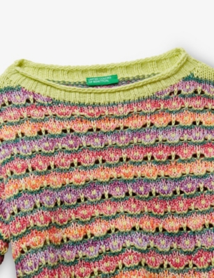 BENETTON: Patterned-Stripe Relaxed-Fit Knitted Jumper 6-14 Years