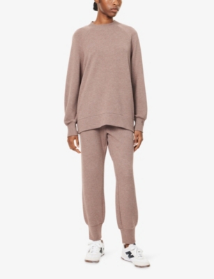 Varley Womens Deep Taupe Marl Fleck The Slim Cuff 27.5 Jersey Trousers In Pink