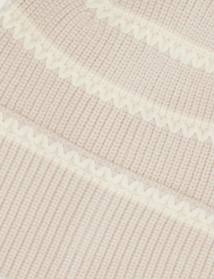 Varley Womens Ronan Stitch Stripe Knitted Beanie Hat Silver Birch In Neutral