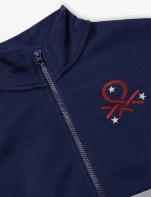 BENETTON: Logo-Embroidered Zipped Cotton Sweatshirt 6-14 Years