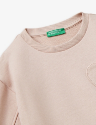 BENETTON: Crewneck Heart-Patch Cotton Sweatshirt 18 Months-5 Years