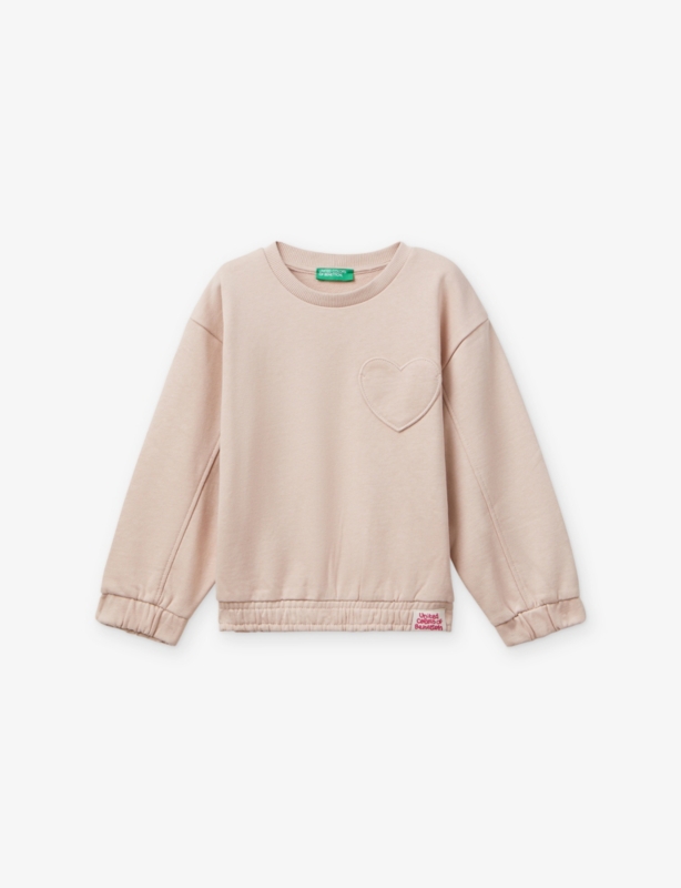 Crewneck Heart-Patch Cotton Sweatshirt 18 Months-5 Years