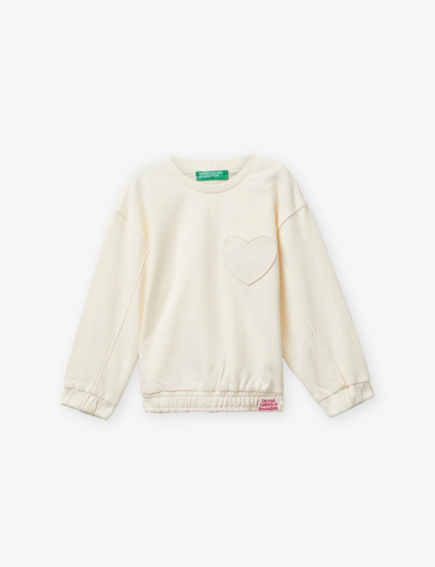 Crewneck Heart-Patch Cotton Sweatshirt 18 Months-5 Years