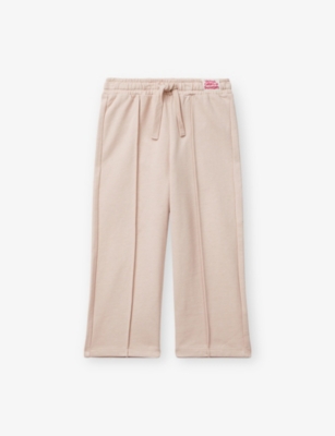 Benetton Kids' Coral Logo-tag Wide-leg Cotton Trousers 18 Months-5 Year In Orange