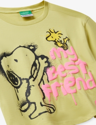 Benetton Yellow Snoopy Relaxed-fit Cotton T-shirt 6-14 In Yellow