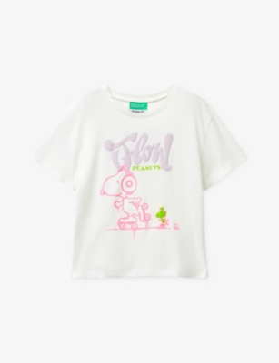 Benetton Kids' Cream Peanuts Relaxed-fit Cotton T-shirt 18 Months-5 In White