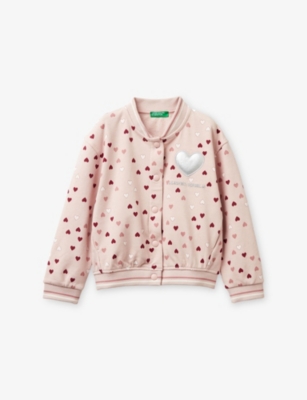 Benetton Kids' Multicolored Heart-print Cotton-jersey Bomber Jacket 18 Months-5 Year