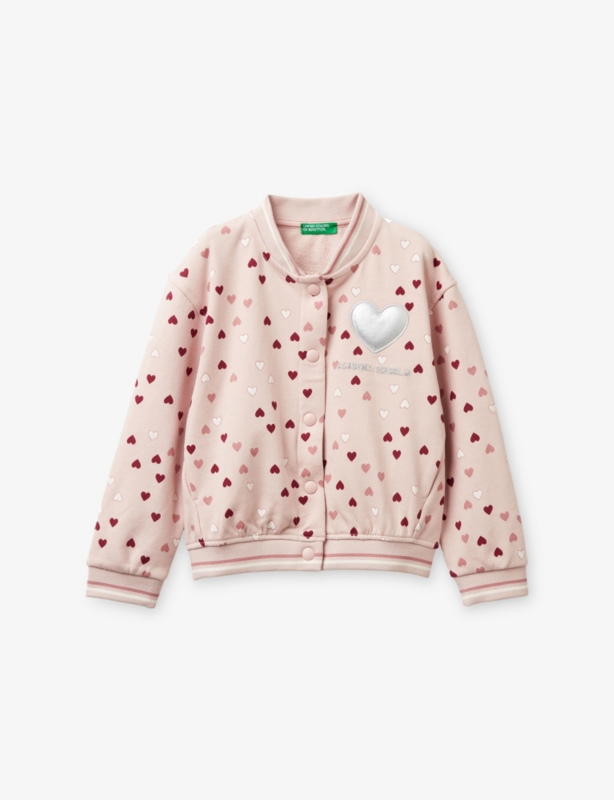 Heart-Print Cotton-Jersey Bomber Jacket 18 Months-5 Years