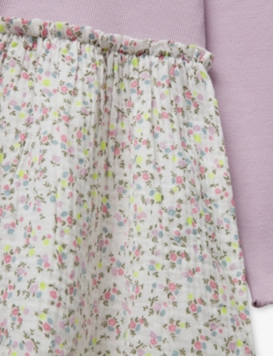 BENETTON: Flower-Print Stretch-Cotton Dress 18 Months-5 Years