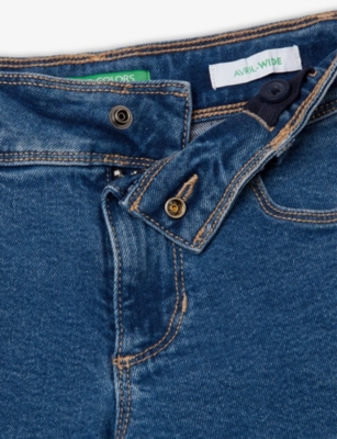 BENETTON: Faded-Wash Wide-Leg Denim Blend Jeans 6-14 Years