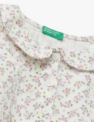 Benetton Multicolored Collared Floral-print Cotton Shirt 18 Months-5 In Multi