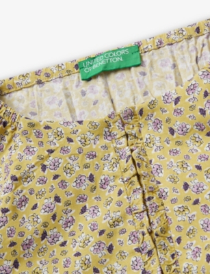 Benetton Multicolored Floral-print Button-down Cotton Shirt 6-14 In Multi