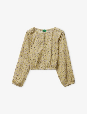 Benetton Kids' Multicolored Floral-print Button-down Cotton Shirt 6-14