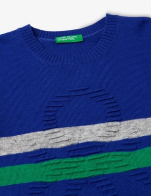 BENETTON: Crewneck Logo-Embossed Wool-Blend Jumper 18 Months-5 Years