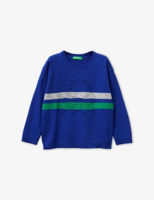 BENETTON: Crewneck Logo-Embossed Wool-Blend Jumper 18 Months-5 Years