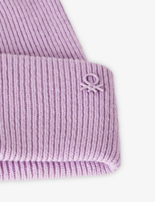 BENETTON: Logo-Plaque Wool Blend Beanie 8-14 Years