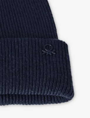 BENETTON: Logo-Plaque Wool Blend Beanie 8-14 Years