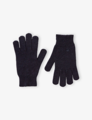 BENETTON: Logo-Plaque Wool Blend Gloves