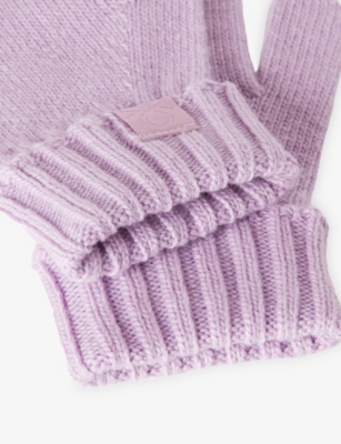 Benetton Lilac Logo-patch Wool Blend Glove In Purple