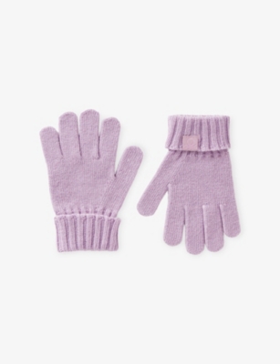 Benetton Lilac Logo-patch Wool Blend Glove In Purple