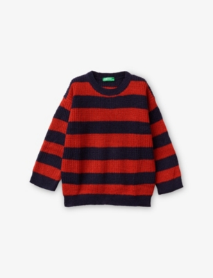 BENETTON: Striped Regular-Fit Knitted Jumper 6-14 Years