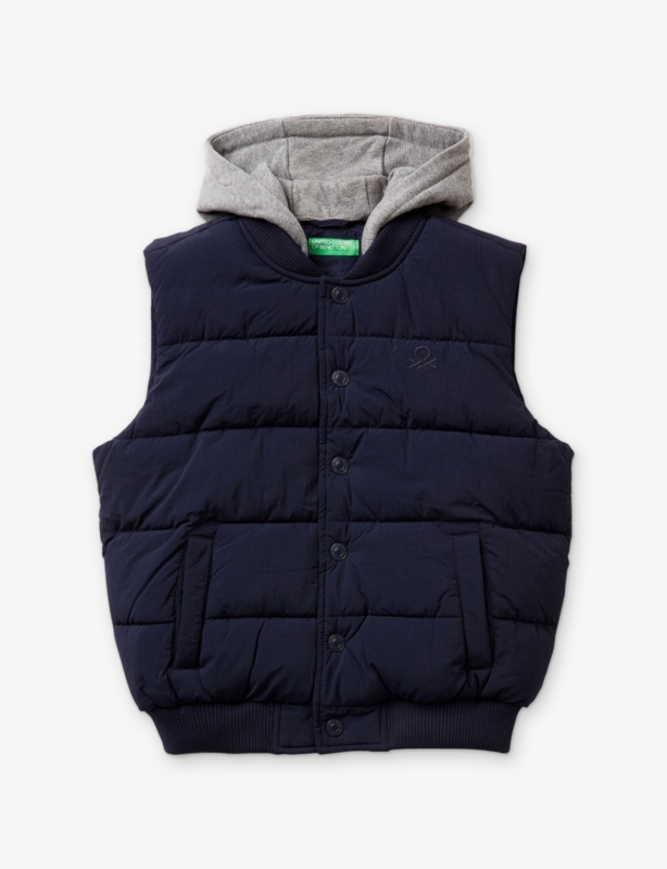 Detachable-Hood Sleeveless Nylon Gilet 6-14 Years