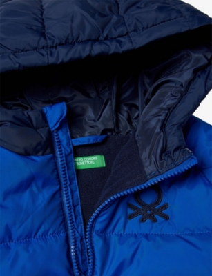 Benetton Multicolored Hooded Logo-embroidered Quilted Puffer Jacket 18 Month In Multi