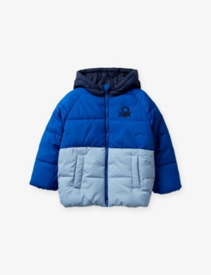 Benetton Kids' Multicolored Hooded Logo-embroidered Quilted Puffer Jacket 18 Month
