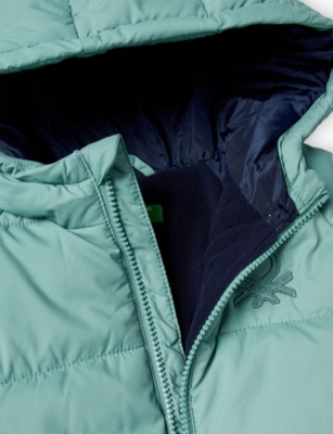 BENETTON: Hooded Logo-Embroidered Quilted Puffer Jacket 18 Months-5 Years