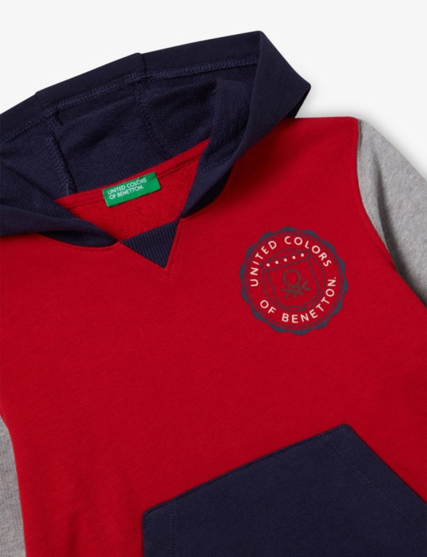 Logo-Print Colour-Block Cotton Hoody 18 Months-5 Years