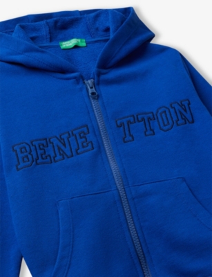 BENETTON: Zipped Logo-Embroidered Cotton Hoody 18 Months-5 Years