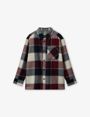 Benetton Kids' Multicolored Checked Long-sleeve Cotton Shirt 6-14