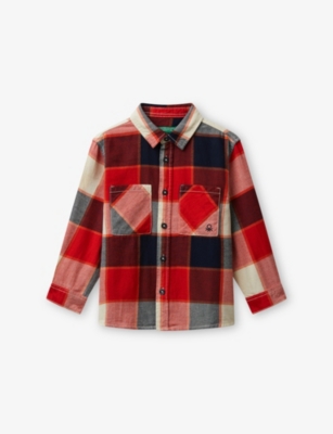 Benetton Kids' Multicolored Checked Logo-embroidered Cotton Shirt 18 Months-5 Year