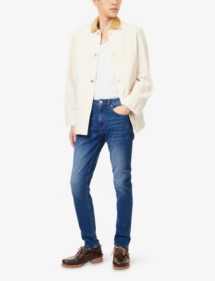 Vingt Quatre Mens Mid Blue Taylor Slim-fit Denim Jeans In Blue