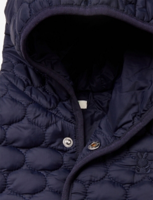 Benetton Navy Blue Quilted Waterproof Nylon Jacket 1-18 In Blue
